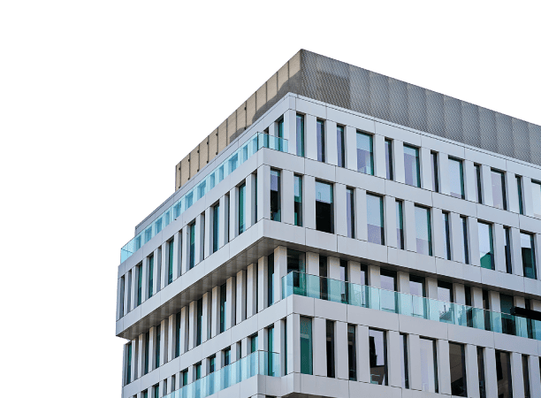 Fronansicht eines Bürokomplexes